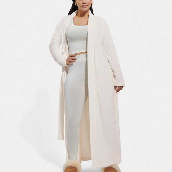 Women's UGG Marlow Bathrobe Small S Nimbus White Full Length Fleece Robe - Picture 1 of 9